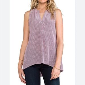 JOIE Aruna Savory Silk Tank Blouse in Candy Red White Blue Diamond Pattern XS